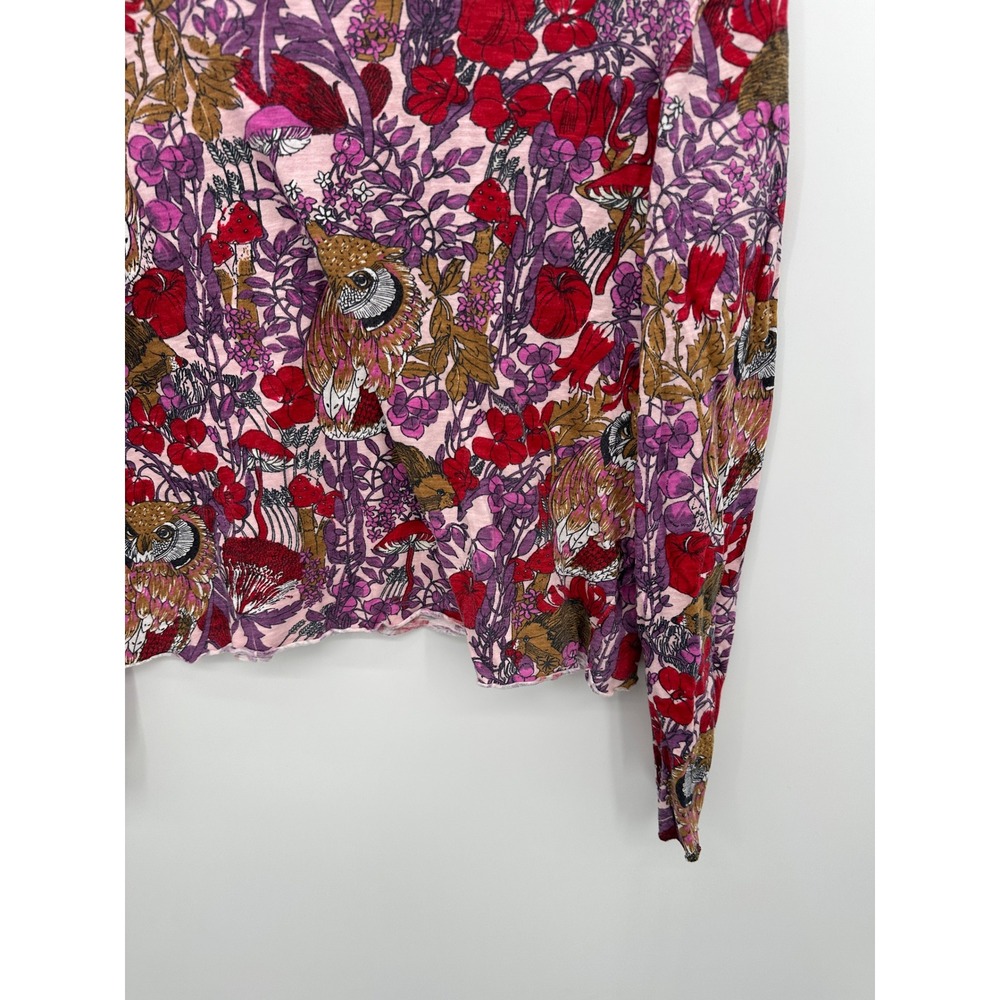 Maeve by Anthropologie Owl Woodland Mushroom Boxy Fit Long Sleeve Shirt Sz Small - Picture 5 of 8